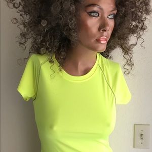 CHAMPION Neon Day-Glo Lemon Lime SPORTS TOP S